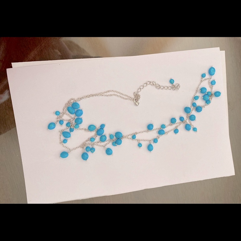 New in Box Tecnibond silver Turqoise Necklace very elegant